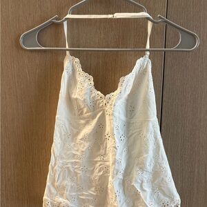 Urban Outfitters White Eyelet Halter Cami